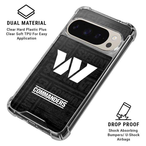 NFL Washington Commanders Black and White Pixel 9/9 Pro Clear Case
